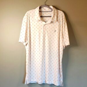 IZOD Men's golf polo shirt. White with orange palm trees. Size XXL